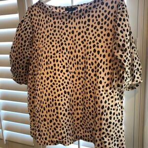 Ellos Tan and Cream Boxy Blouse 3/4 Sleeve Relaxed Fit